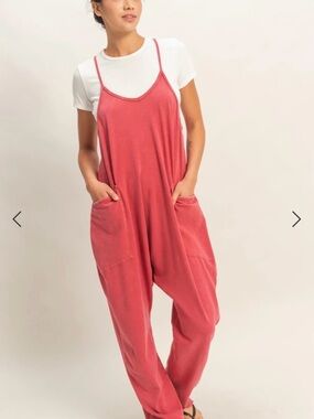 NEW Mineral Wash Spaghetti Strap Jumpsuit Dark Red. Doublezero